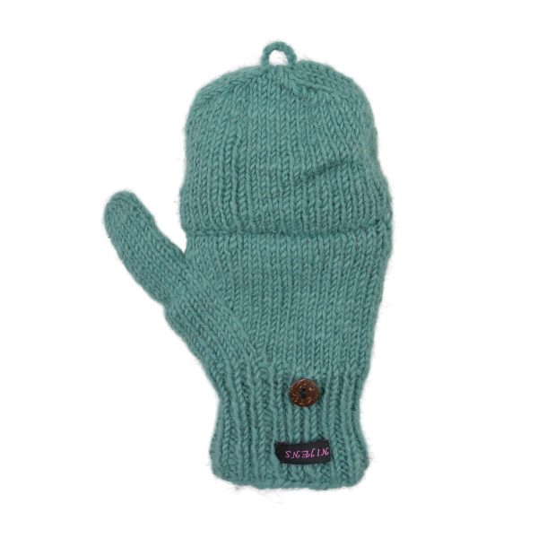 Halbfinger Handschuhe mit Klappe Fäustlinge Schurwolle Türkis - HETAUDA 51 Zu verkaufen – Bild 5