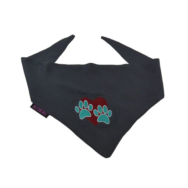 Hundebandana S-L, Rayon-Stoff Dreieckstuch mit Pfoten-Herzenstickerei - 104 Jetzt online
