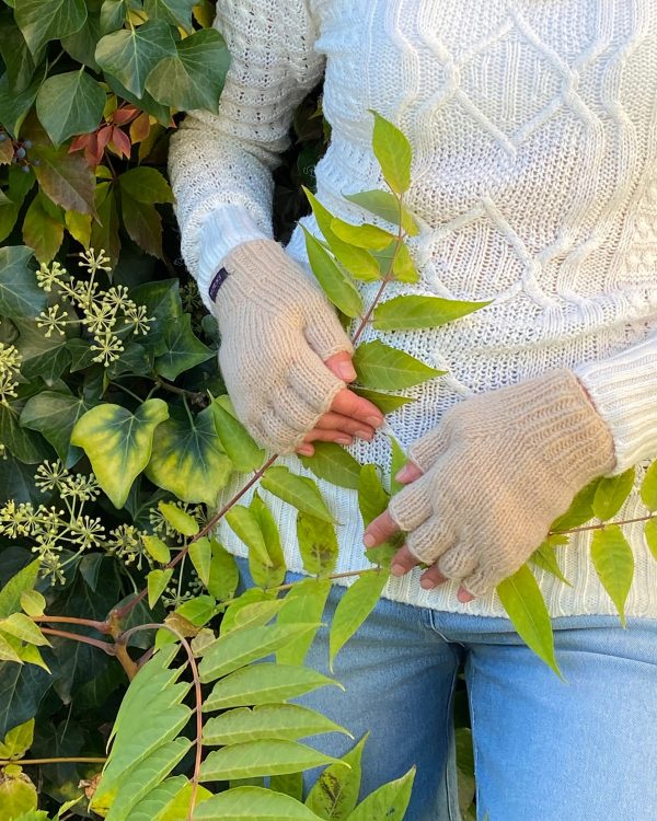 Fingerlose Handschuhe aus Schurwolle Sandfarben - LAHAN 62 Zu verkaufen