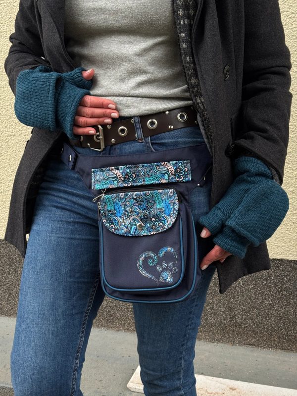 S-XXXL Gassi-Tasche Wasserabweisende mit Pfote&Herz Paisley Saphirblau - Hannover ZHS 71013-P6 Verkauf – Bild 2