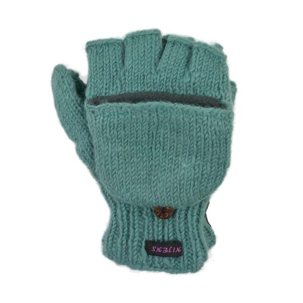 Halbfinger Handschuhe mit Klappe Fäustlinge Schurwolle Türkis - HETAUDA 51 Zu verkaufen – Bild 3