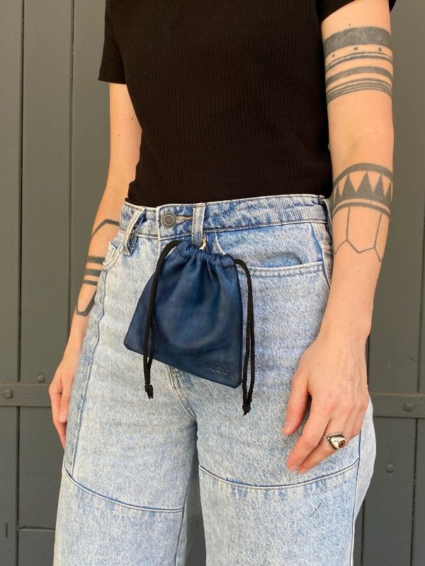 Leckerli-Beuteltasche aus Leder mit Kordelzug – Cabra Blue Online-Schn?ppchen
