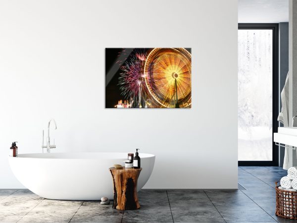 Jahrmarkt mit Feuerwerk, Glasbild Schn?ppchen – Bild 4