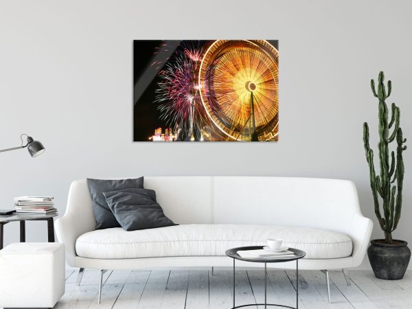 Jahrmarkt mit Feuerwerk, Glasbild Schn?ppchen – Bild 2