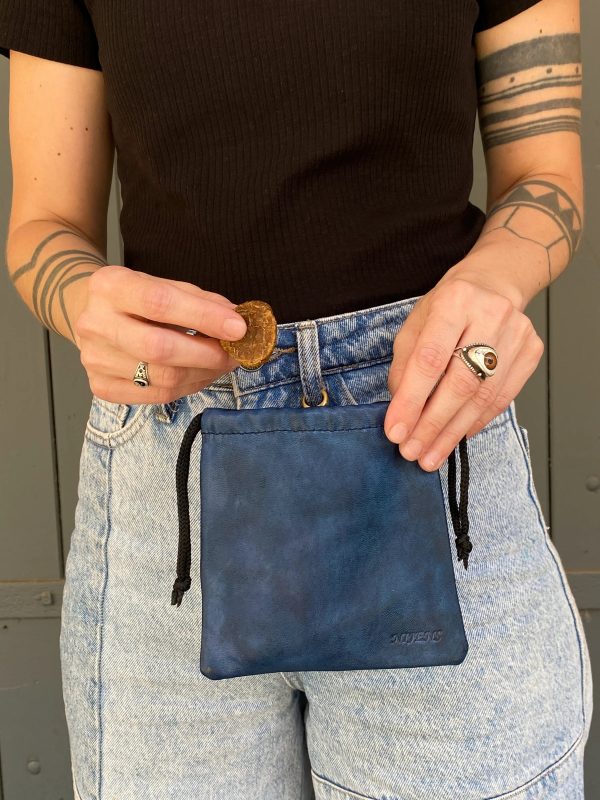 Leckerli-Beuteltasche aus Leder mit Kordelzug – Cabra Blue Online-Schn?ppchen – Bild 2