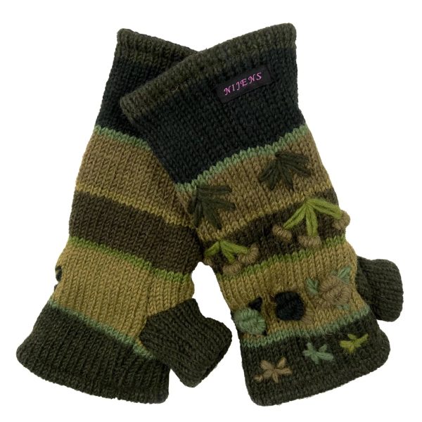 Pulswärmer Armstulpen aus Schurwolle mit Stickerei - Heidra-set-C-09 Online-Schn?ppchen