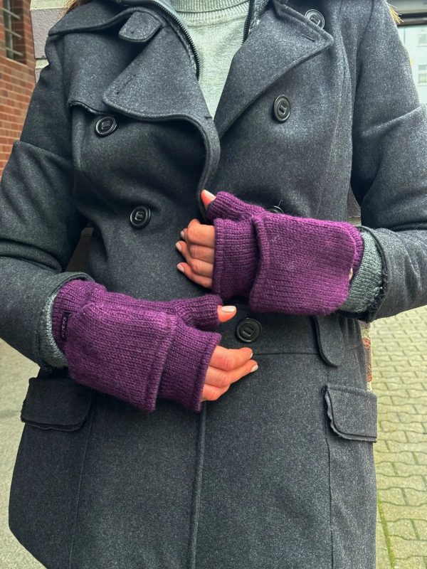Handschuhe Fausthandschuhe aus Wolle Lila Nijens Elecktra-set-07 Verkauf