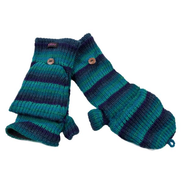 Handschuhe Fäustlinge aus Wolle gestreift mit Fleeceeinsatz - Satti KHW-C-16A Im Angebot – Bild 5