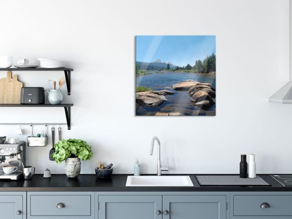 Fluss in Yosemite National Park, Glasbild Quadratisch Rabatt – Bild 3