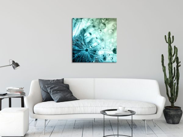 Wassertropfen auf Grashalmen, Glasbild Quadratisch Online-Schn?ppchen – Bild 2