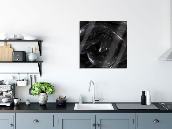 Schwarze elegante Schlange, Glasbild Quadratisch Zu verkaufen – Bild 3