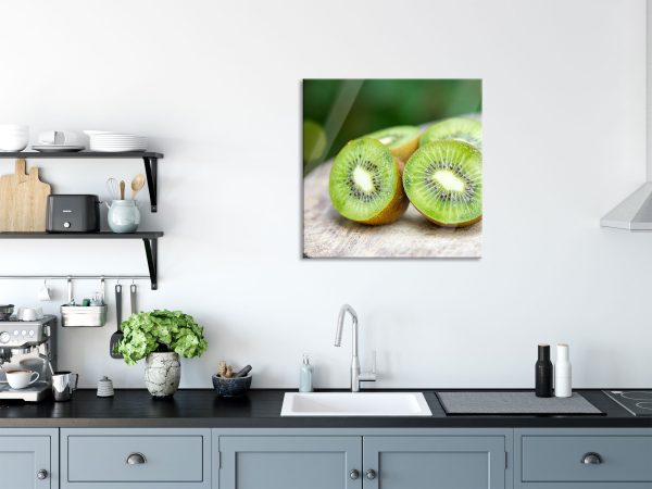Leckere aufgeschnittene Kiwis, Glasbild Quadratisch Angebot – Bild 3