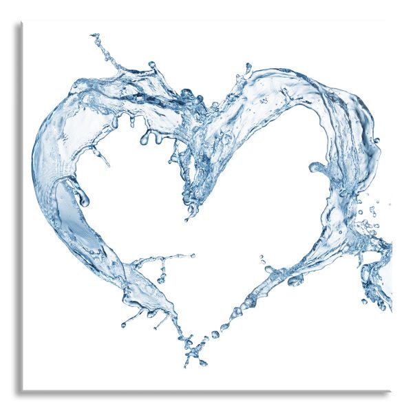 Herz aus Wasser, Glasbild Quadratisch Im Angebot