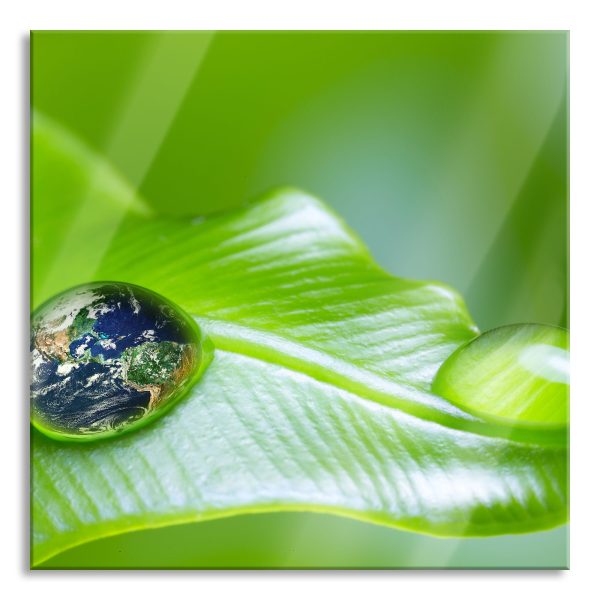 Tautropfen Planet Erde, Glasbild Quadratisch Jetzt online